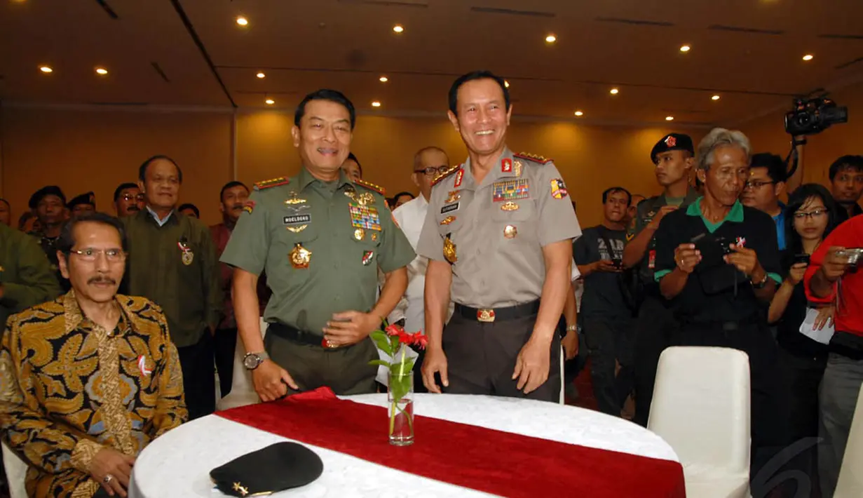 Dalam acara deklarasi ini dihadiri oleh Kepala Polri Jenderal Sutarman dan Panglima TNI Jenderal Moeldoko, Jakarta, Minggu, (20/7/14) (Liputan6.com/Miftahul Hayat)