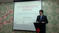 Konselor Kebudayaan Kedutaan Besar Republik Rakyat Tiongkok, Zhou Bin, saat memaparkan beasiswa Pemerintah China (Liputan6.com/Citra Dewi)