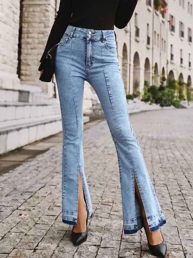 Slit Hem Jeans