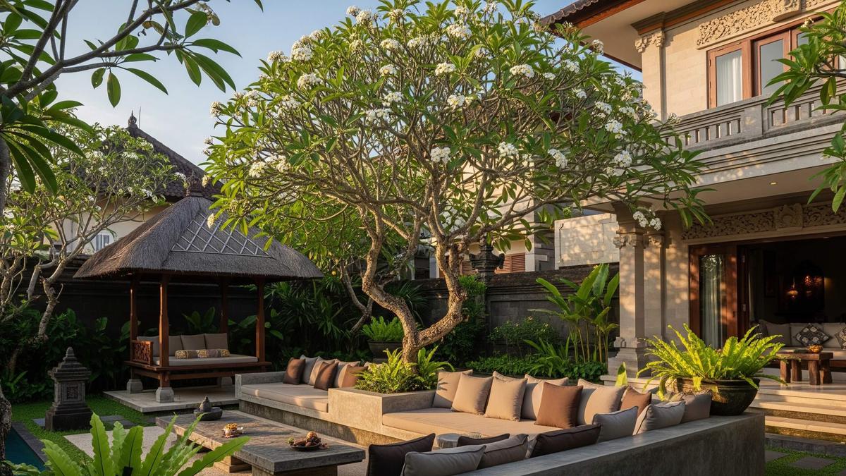 8 Model Teras Depan Rumah dengan Pohon Kamboja Bikin Nuansa Bali, Eksotis dan Menenangkan