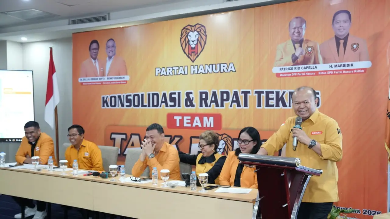 Wakil Ketua Umum Dewan Pimpinan Pusat (DPP) Hanura, Patrice Rio Capella saat menghadiri Konsolidasi dan Rapat Teknis Tim Task Force DPC Hanura se-Provinsi Kalimantan Timur di Hotel Platinum, Balikpapan, Sabtu (22/8) (Istimewa)