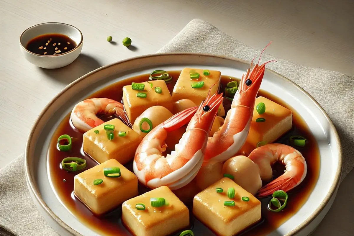 illustrasi udang tofu saus tiram