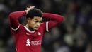Ekspresi pemain Liverpool, Jarell Quansah, setelah ditaklukan Toulouse pada pekan ke-4 Grup E Liga Europa 2023/2024 di Stadium de Toulouse, Jumat (10/11/2023). (AP Photo/Thibault Camus)