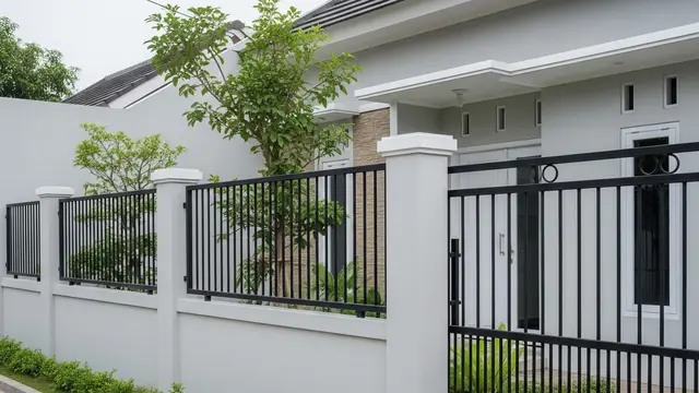 9 Inspirasi Pagar Rumah Setengah Tertutup agar Tetap Privat, Desain Estetik