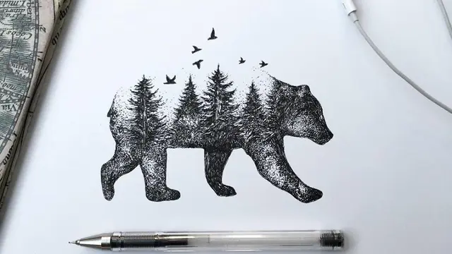 [Bintang] 10 Ilustrasi Alam Surealias yang Dibuat dari Pulpen Gel Hitam