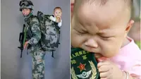 Seorang balita meneteskan air mata saat mesti berpisah dengan ayahnya yang bertugas. Netizen terharu melihat hal tersebut.