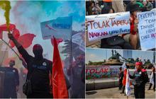 FOTO: Gelar Aksi di Patung Kuda, Massa Buruh Padati Thamrin Tolak Tapera