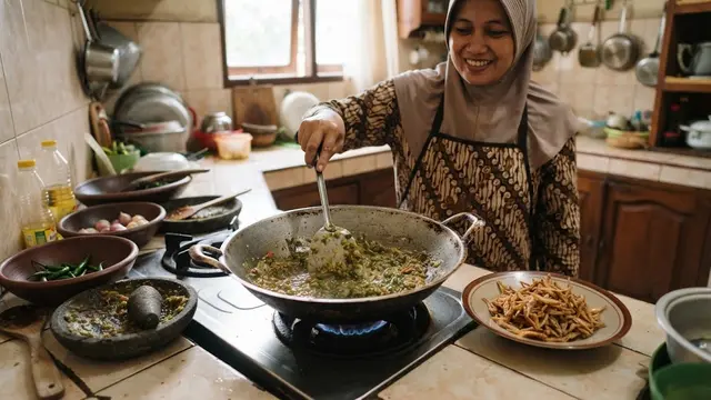 Membuat Sambal Ijo Teri Gurih