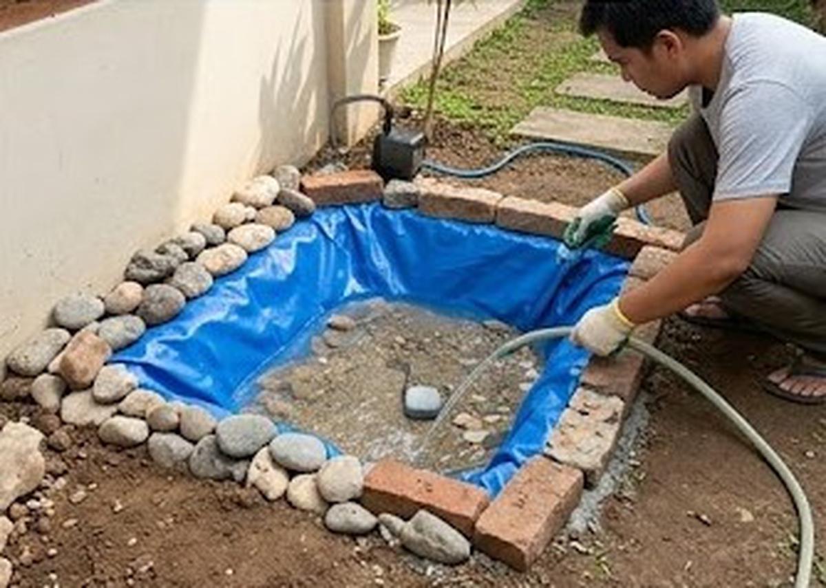 Cara Membuat Taman Kecil dan Kolam Ikan Hias dari Botol Bekas