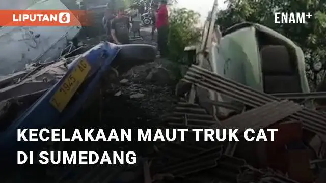 Kecelakaan maut terjadi di Jalan Raya Bandung-Cirebon, Sumedang, Jumat (26/1/2024). Kecelakaan melibatkan truk bermuatan bahan cat dan empat kendaraan lainnya