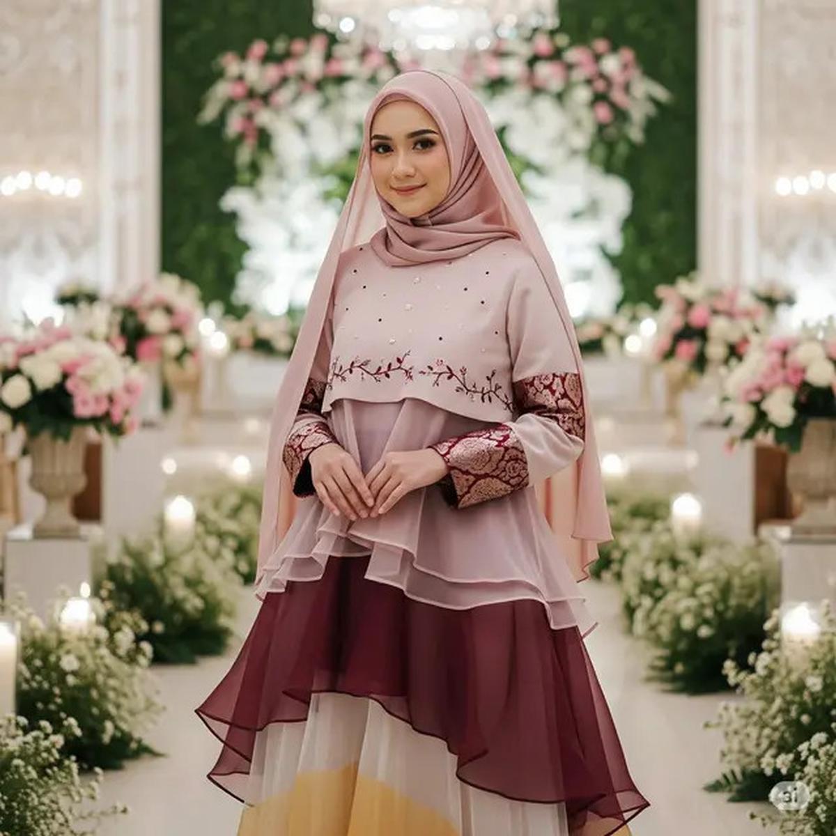 5 Gamis Brokat Pesta Pernikahan Terbaik 2025, Tampil Elegan, Glamour, dan Berkelas