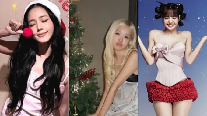 Penampilan Member Blackpink, Jisoo, Rose, Lisa saat Ucapkan Natal dan Happy Holiday 2025. [Instagram]