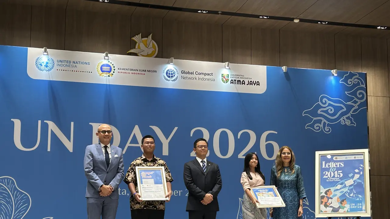 Menlu RI, Menko PMK dan Perwakilan PBB di Indonesia di UN Day 2026 Selasa (27/10/2026) (Dok: Liputan6/Nasywa Fakhirah)
