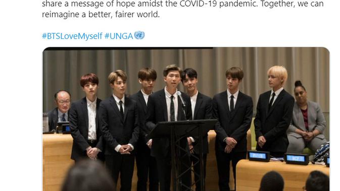 Direktur UNICEF saat menyampaikan apresiasi untuk BTS saat menyampaikan pidato menyentuh di Sidang Umum PBB dua tahun yang lalu