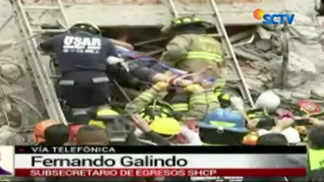 Sejauh ini di Mexico City ada 52 orang yang berhasil diselamatkan dari bawah reruntuhan gedung ambruk pascagempa.