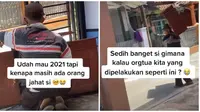 Bapak penjual lemari ini ditolak pembeli usai jalan kaki antar pesanan. (Sumber: TikTok/@nadiatur_rizki)