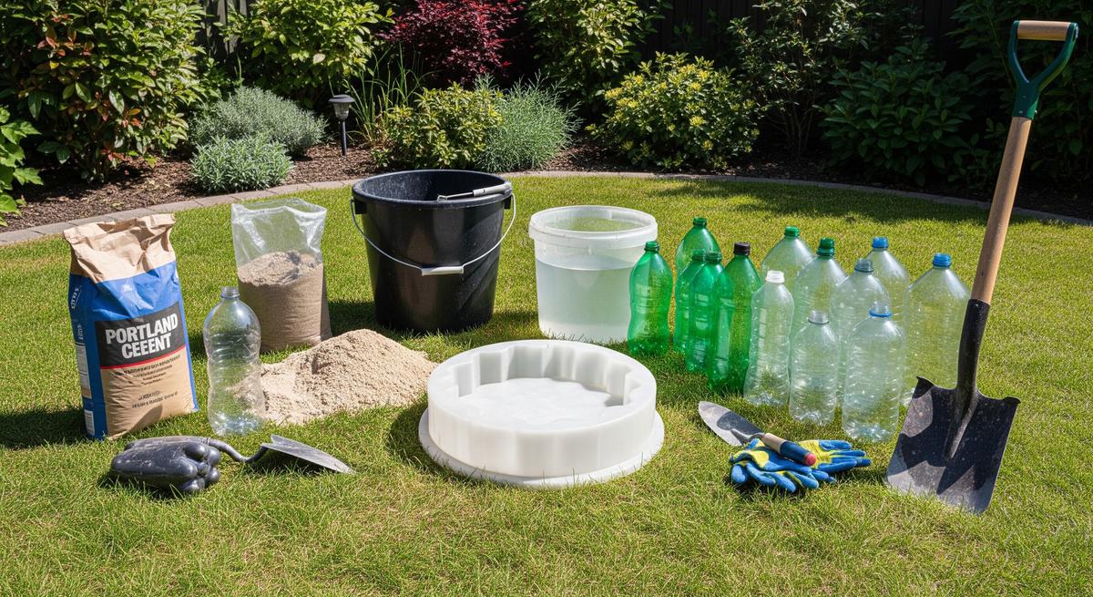 Membuat Batu Pijakan Taman dari Botol Plastik