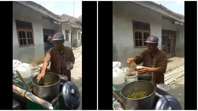 Penjual Es Cincau Ini Jajakan Minumannya dengan Atraksi yang Bikin Takjub