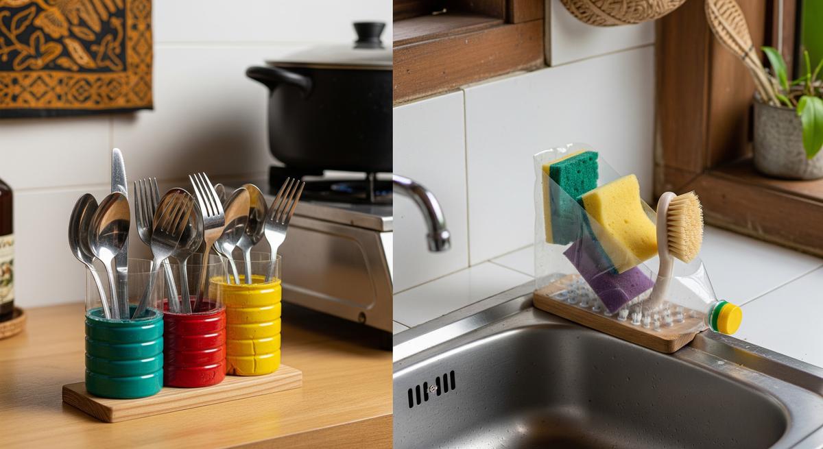 Ide Organizer Dapur dari Botol Minyak Bekas (AI Generated)