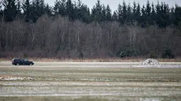 Rawa tempat Daniel Kristensen bersama ayahnya menemukan puing pesawat Perang Dunia II, Denmark, Selasa (7/3). Puing tersebut diduga adalah pesawat tempur buatan Jerman, Messerschmitt ME 109. (AFP Photo/ HENNING BAGGER)