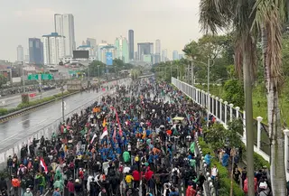 Demo 28 Agustus di Gedung DPR/MPR. (Liputan6.com/Ady)