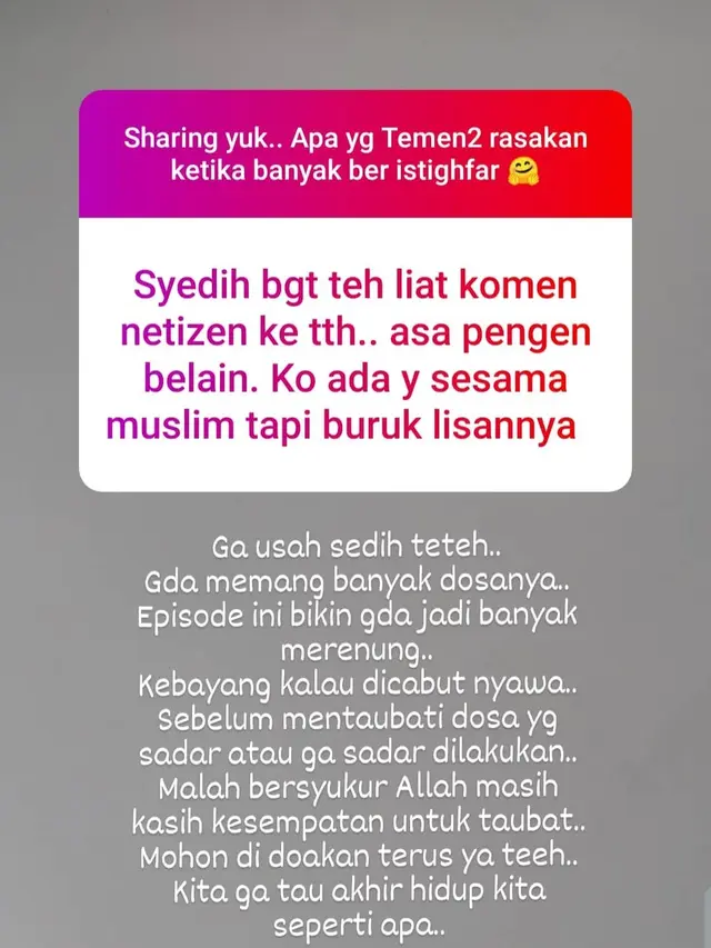 Unggahan Putri Aa Gym, Ghaida Tsurayya. (Foto: Instagram @gdaghaida)