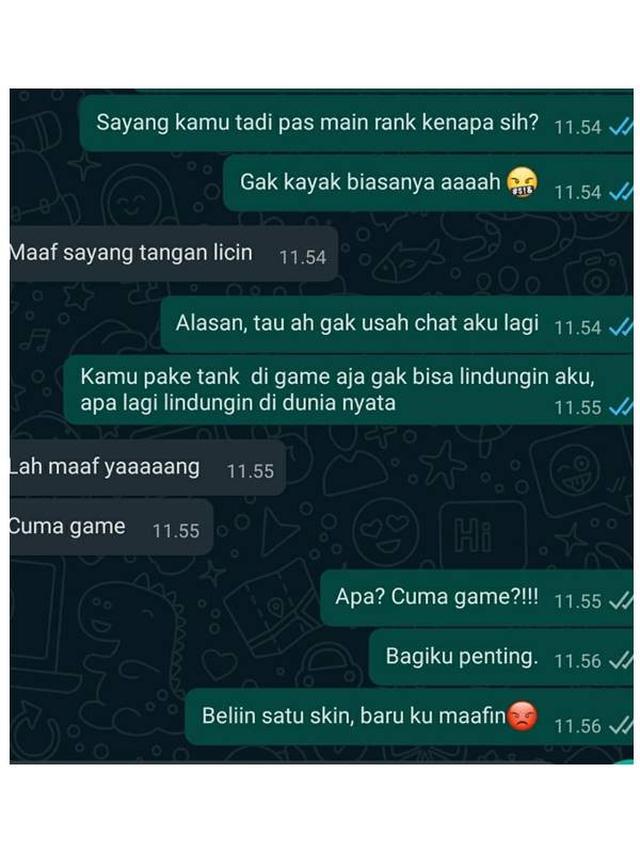 7 Chat Ribut Sama Pacar Karena Game Ini Bikin Nyesek, Ada yang Putus
