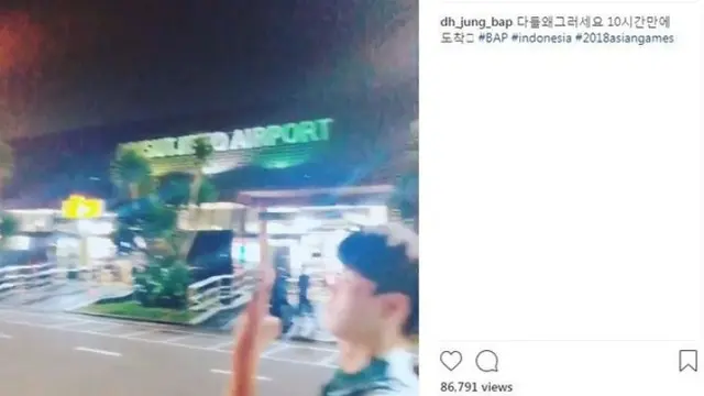 momen saat B.A.P tiba di Jogja (Hak Cipta: © Instagram.com/funtastic_baby/dh_jung_bap//jje)