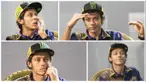 Pebalap MotoGP Valentino Rossi hadir dalam peluncuran produk terbaru Yamaha, Xabre, di The Mulia Resort, Bali, Selasa (26/1/2016). Inilah beberapa mimik lucu Rossi saat konferensi pers peluncuran motor baru Yamaha tersebut. (Bola.com/Vitalis Yogi Trisna)
