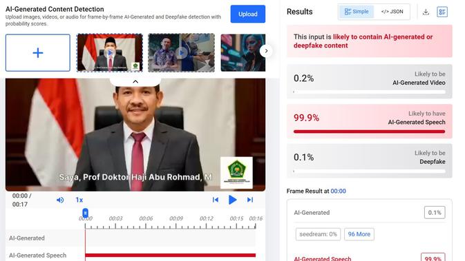 Tangkapan layar situs hivemoderation.com untuk menelusuri klaim video Dirjen Bimas Islam Kemenag resmikan bantuan dana hibah Ramadan.