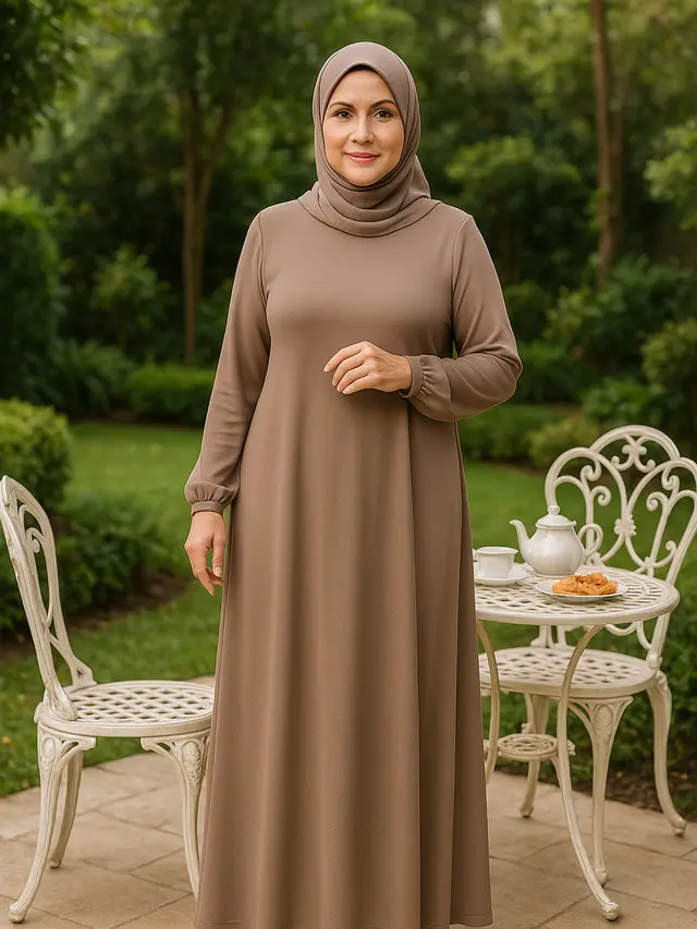 Rekomendasi Gamis Polos Elegan Kekinian untuk Ibu-ibu Usia 40 Tahun ke Atas