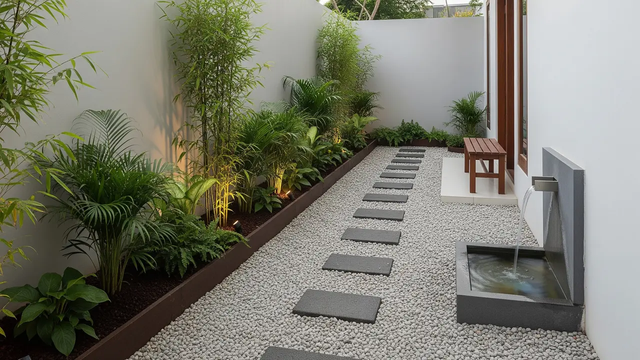 Ide Taman Belakang Rumah dengan Kerikil untuk Lahan Sempit
