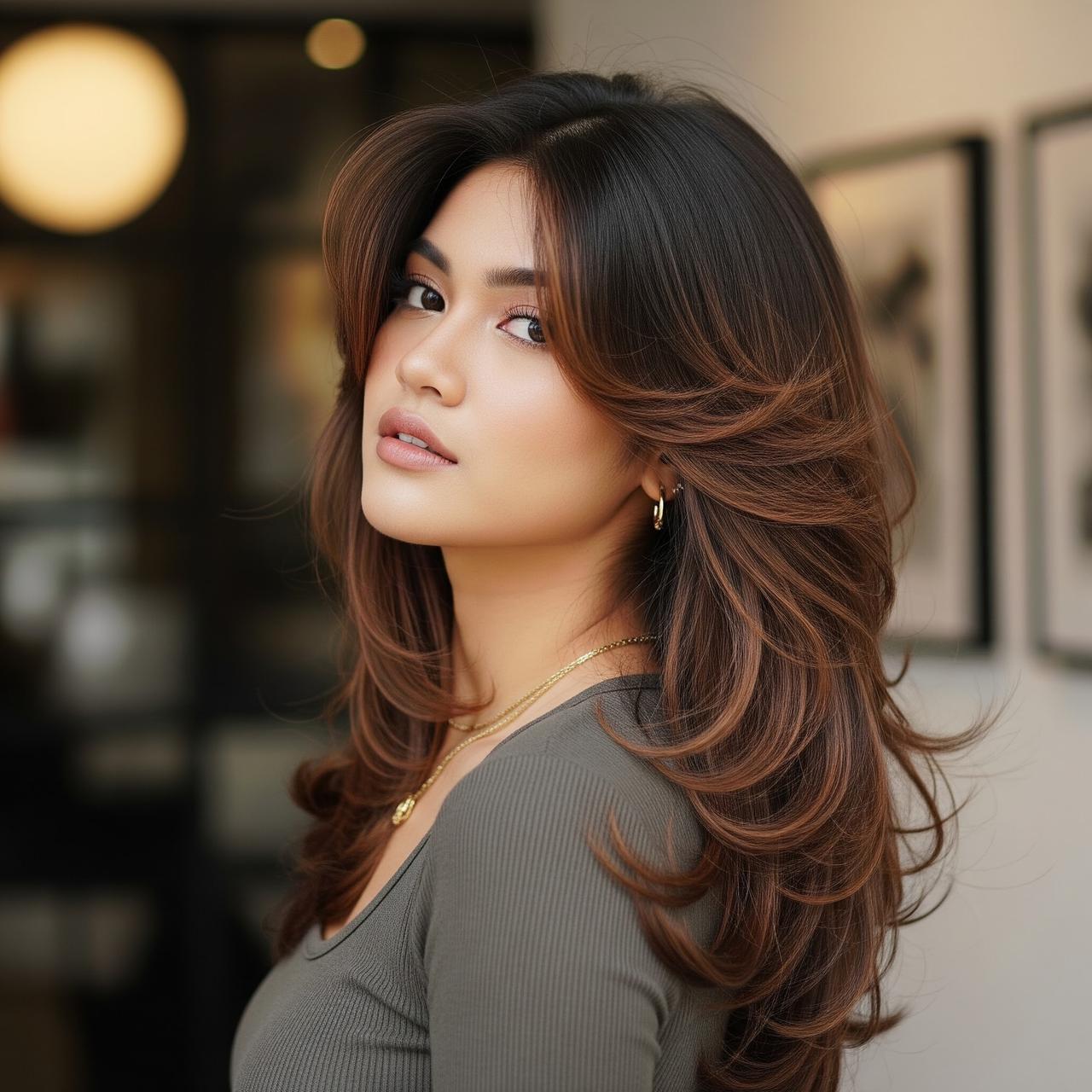 7 Model Rambut Wanita Wolf Cut Panjang yang Stylish dan Modern