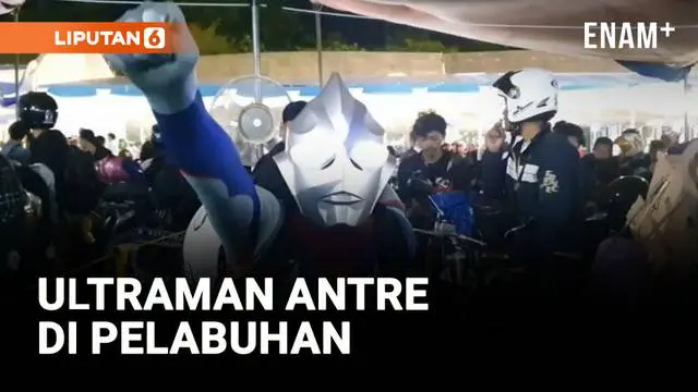 VIDEO: Pemudik Berkostum Ultraman Bikin Heboh Pelabuhan