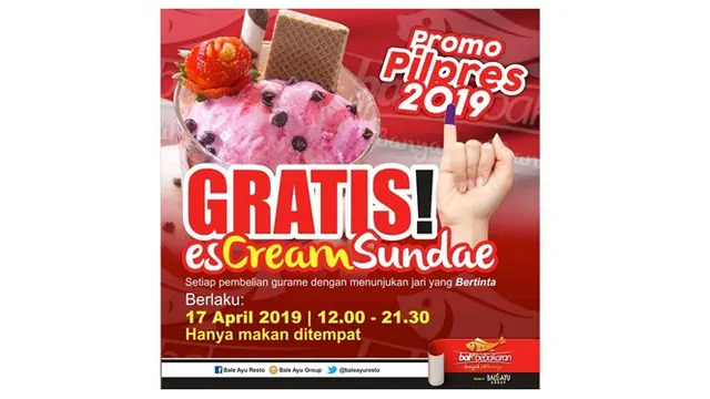 Jangan Golput, Ini Deretan Promo yang Bisa Didapatkan Setelah Nyoblos