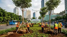 375 Pohon Instan Ditanam di Jakarta Pusat, Jaga Ruang Terbuka Hijau