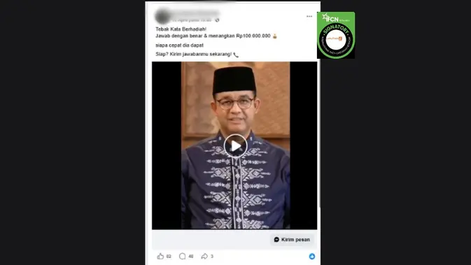Cek Fakta: Video Anies Baswedan Tebak Kata Berhadiah Rp100 Juta