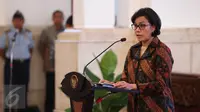 Menkeu Sri Mulyani menyampaikan sambutan saat penyerahan Daftar Isian Penyelenggaraan Anggaran (DIPA) 2017 dan Anugerah Dana RAKCA 2016 bagi Daerah Berkinerja Baik di Istana Negara, Jakarta, Rabu (7/12). (Liputan6.com/Faizal Fanani)