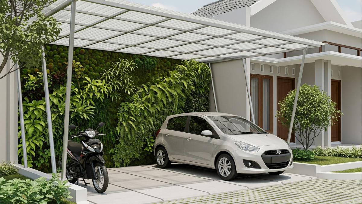 8 Desain Carport Rumah Minimalis untuk 1 Mobil 1 Motor di Lahan 3x5 Meter