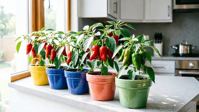 Ide Kebun Cabai di Panci Bekas yang Sudah Tidak Terpakai (AI)