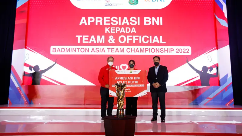 Juara di BATC 2022, BNI Hadiahkan Tabungan ke Atlet, Pelatih dan Official Tim Putri Indonesia