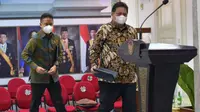 Menteri Kesehatan RI Budi Gunadi Sadikin memberikan keterangan pers usai Rapat Terbatas Evaluasi Pemberlakuan Pembatasan Kegiatan Masyarakat (PPKM) di Istana Merdeka Jakarta pada 4 Juli 2022. (Dok Sekretariat Kabinet RI)