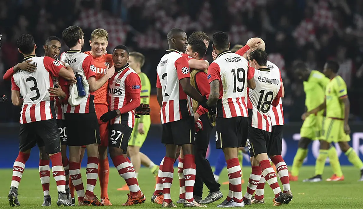 Runner-Up grup B, PSV Eindoven. Klub asal Belanda pernah menjadi juara Liga Champions pada musim 1987/1988. (AFP/John Thys)