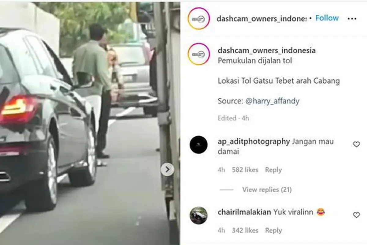 Pemukulan Justin Frederick oleh pengemudi berpelat RFH di Jalan Tol