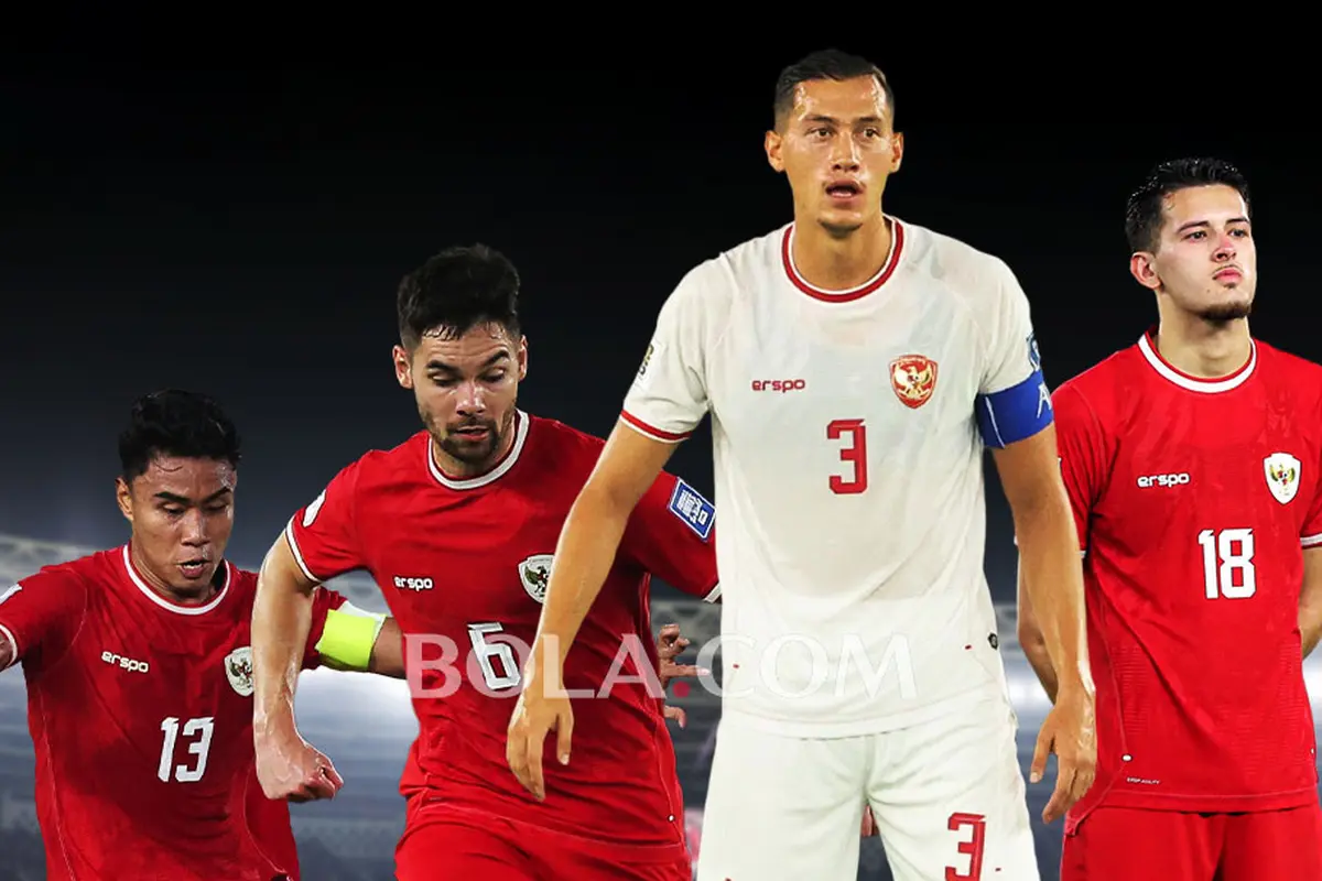 Timnas Indonesia - Lini belakang Timnas Indonesia: Muhammad Ferarri, Sandy Walsh, Jay Idzes, Justin Hubner