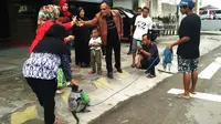 Pertunjukan topeng monyet yang menyapa warga depan Terminal Kota Palopo, Sulawesi Selatan. (Liputan6.com/Ahmad Yusran)