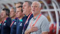 Pelatih Australia,&nbsp;Graham Arnold, saat melawan Timnas Indonesia pada laga kedua Grup C Kualifikasi Piala Dunia 2026 Zona Asia di Stadion Utama Gelora Bung Karno (SUGBK), Jakarta Pusat, pada Selasa (10/9/2024). (Bola.com/Bagaskara Lazuardi)