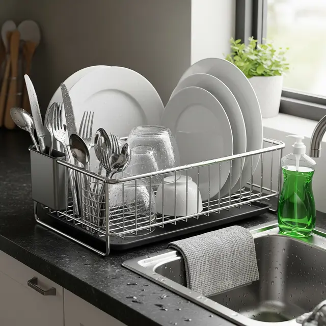 Rak Pengering Piring (Image by Gemini AI)