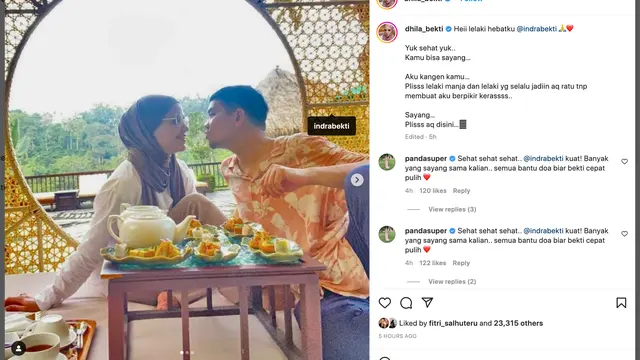 Unggahan Aldila Jelita untuk sang suami, Indra Bekti. (Foto: Dok. Instagram @dhila_bekti)