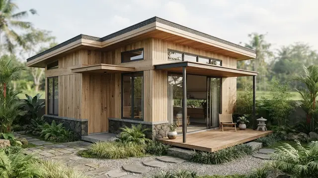 Rumah Kayu Minimalis yang Estetik